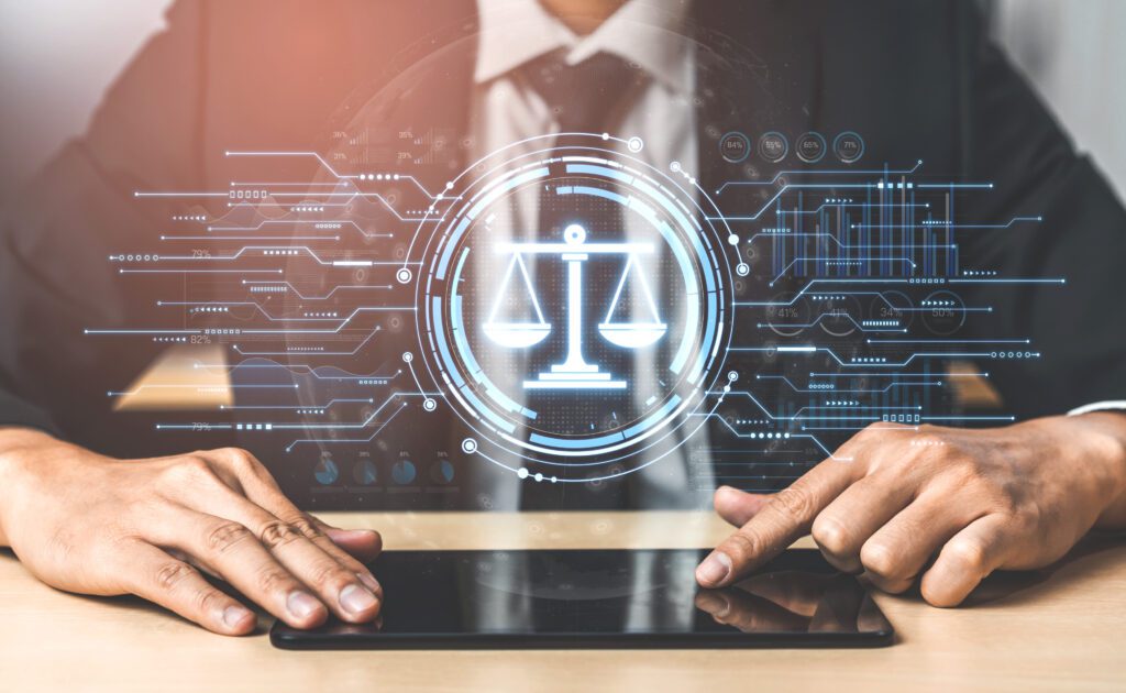 a lawyer using a tablet